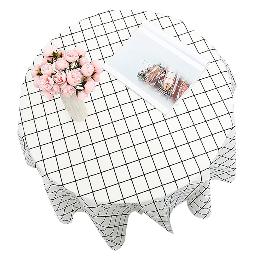 Modern White Plaid Tablecloth 53.9x35.4in Durable Waterproof Cover-image-OPC-PJGPV8S-NEW