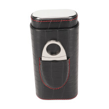 Klassischer Zigarren-Humidor im Mode-Design, tragbare Zedernholz-Innenseite, 3-Finger-Faux-Leder-Reisekiste mit Cutter