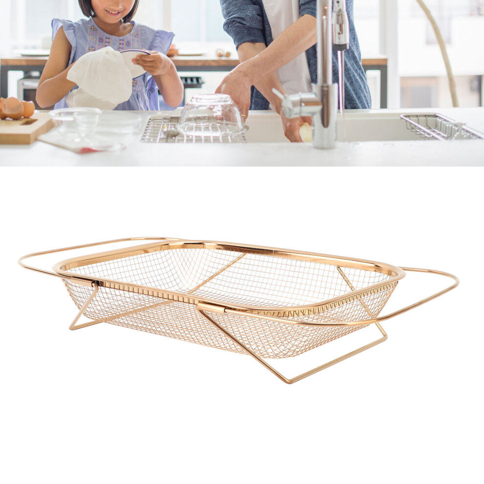 Expandable Stainless Steel Over The Sink Colander Basket, Rose Gold-image-OPC-PJGPYK2-NEW