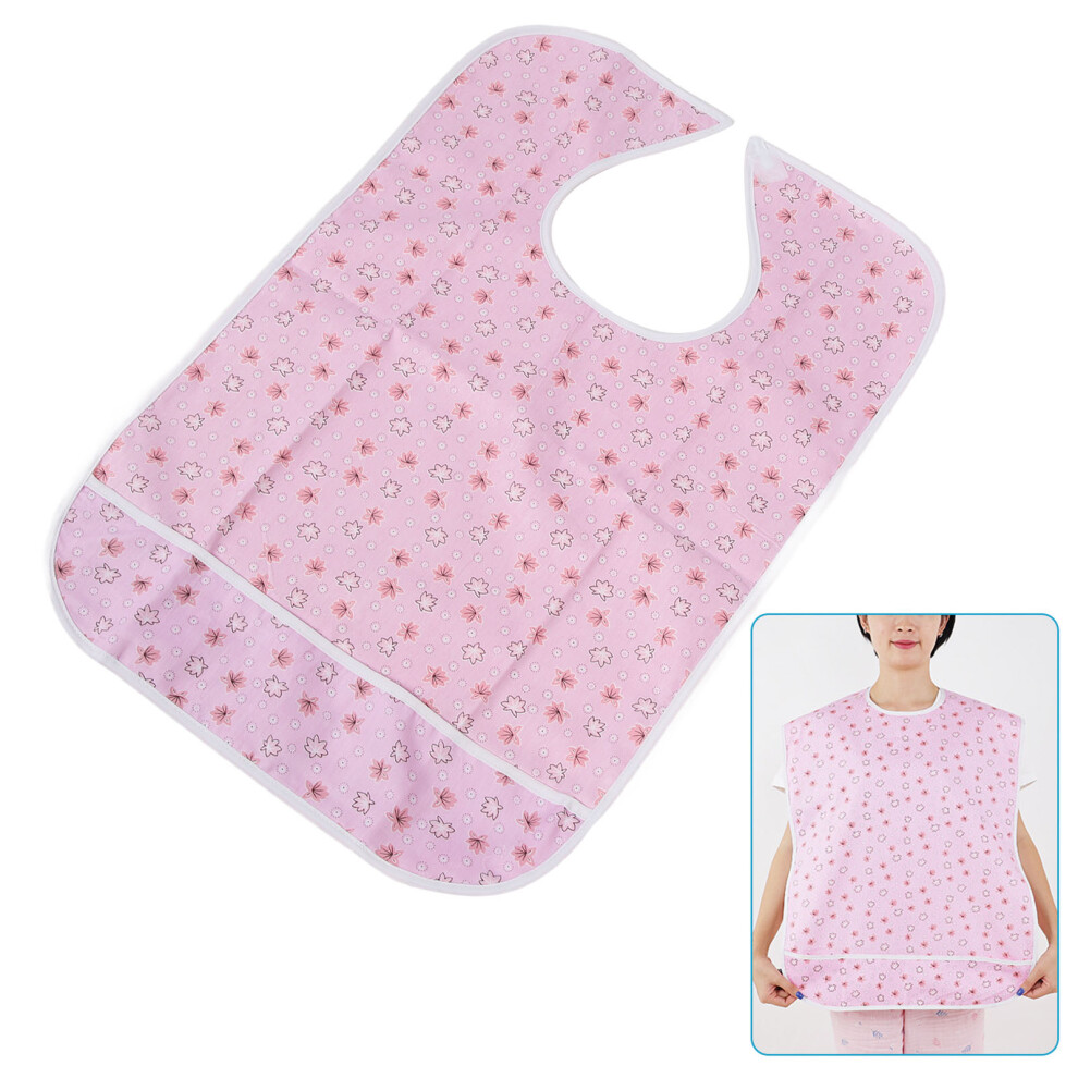 Pink Adult Waterproof Reusable Bib 50X80cm Cotton Elderly Clothing Protector