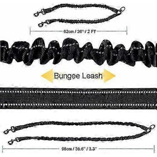 Bungee Dog Leash Splitter/Coupler for Multiple Dogs, Stretchable Reflective Double Dog Lead 1