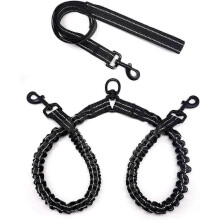 Bungee Dog Leash Splitter/Coupler for Multiple Dogs, Stretchable Reflective Double Dog Lead
