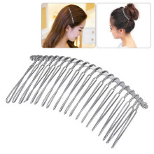 PIXNOR 7.8cm 20 Teeth Fancy DIY Metal Wire Hair Clip Comb Bridal Wedding Veil Comb (Silver)