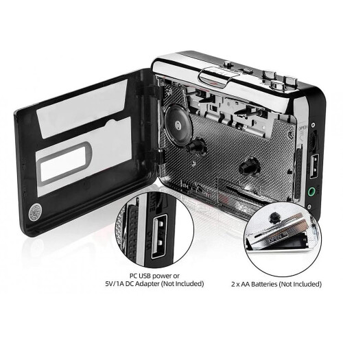 Cassette to MP3 Converter USB Portable 2xAA Clear 2