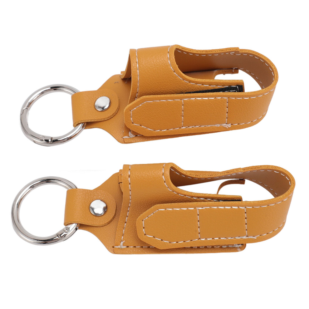 2pcs PU Leather Inhaler Carrying Holder with Clasp Clip, Turmeric Color