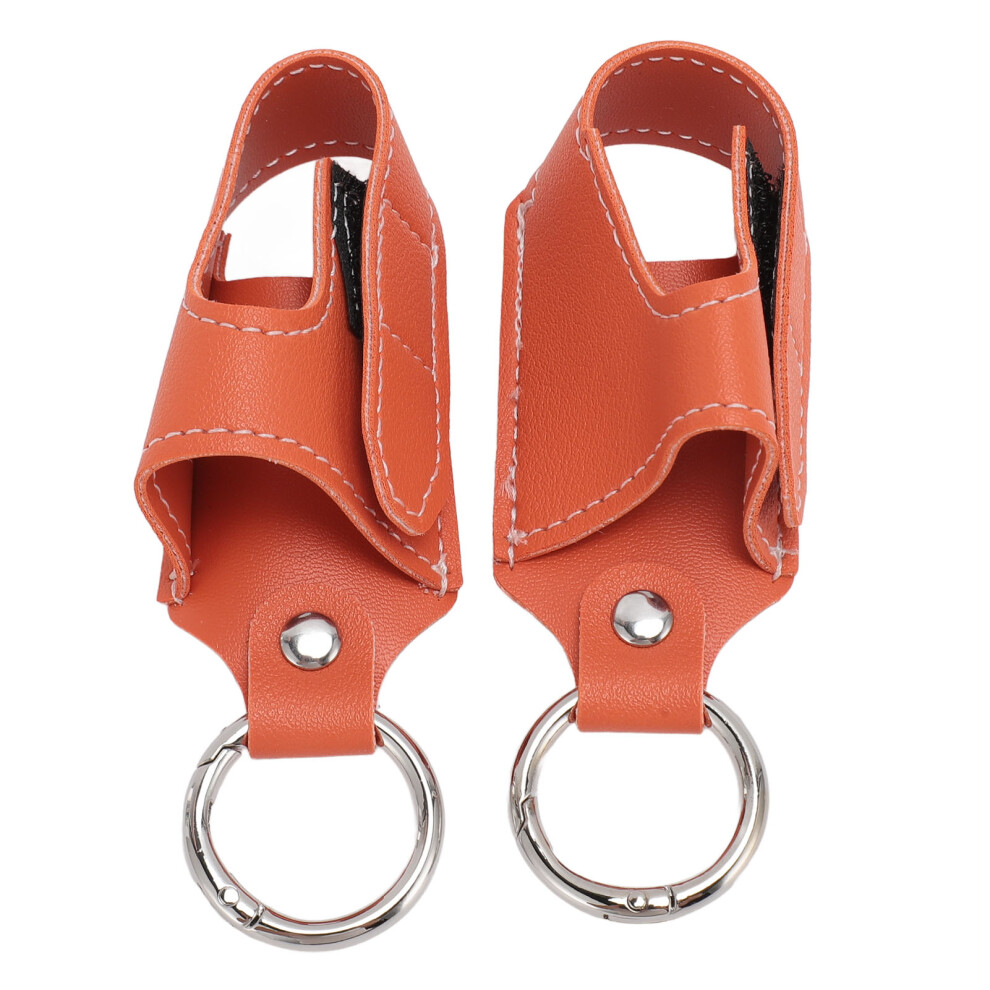 2pcs Orange PU Leather Inhaler Holder with Carabiner, Clasp Closure