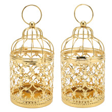 2 Stück goldene Vogelkäfig-Kerzenhalter - Metall