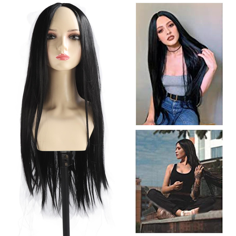 Unisex Black Heat Resistant Synthetic Wig Ideal For Halloween & Cosplay Wear