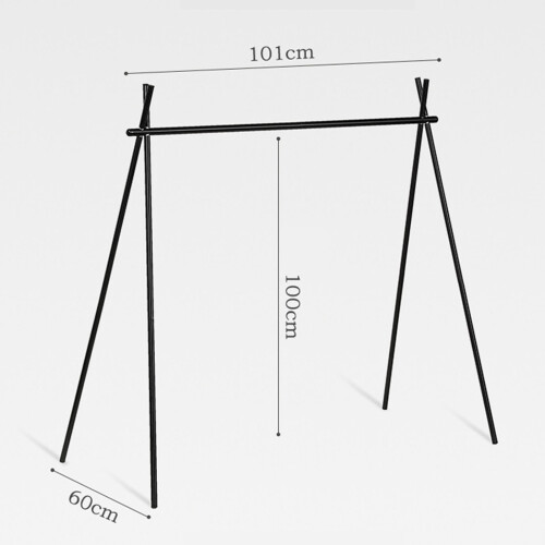 Aluminum Alloy Folding Camping Rack with 6 Hooks, Black 1