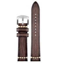 Handmade Genuine Leather Watch Strap 20/22/24MM - Silver Buckle - Compatible With Rolex Omega Citizen - Brown Blue Grey