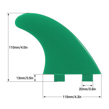 G5 3-teiliges 4,5-Zoll Surfbrett-Finnen-Set Nylon Grün/Gelb