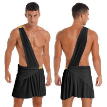 (XXL, A Black) Ancient Greek God Gladiator Costume Mens One Shoulder Strap Gladiator Skirt Halloween Theme Party Toga Mythology Cosplay Suit