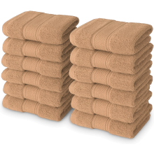 12x Face Cloths Towels 100% Egyptian Cotton Flannels Wash Cloths Towels 500GSM (Latte)