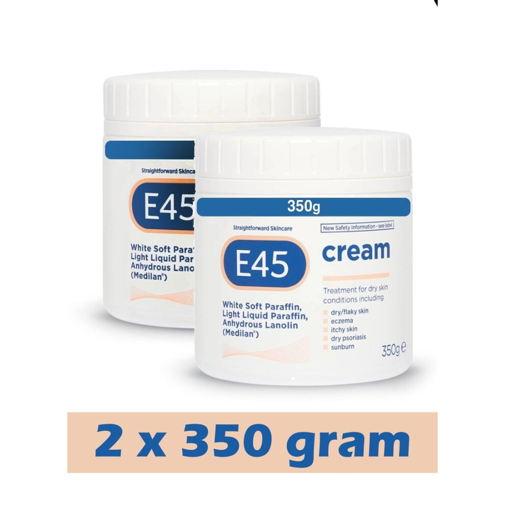 Cream E45 Dry Skin Conditions Dermatological, Eczema Sunburn, Itchy Skin Treatment 2X350 G