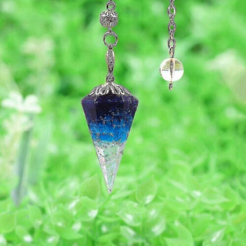 Healing Pendulum for Divination Blue Quartz Pendulum Reiki Crystal Pendant 1