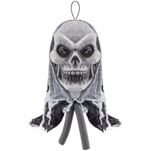 Hanging Skeleton Skull Decoration with Colour Changing LED Eyes
