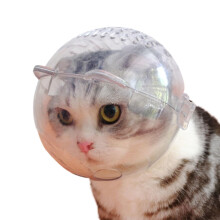 Cat Muzzle Breathable Cat Muzzle Transparent Astronaut Style Kitten Hood Spherical Head Cover Nail Trimming Size L