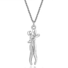 (Silver) Hug Couple Necklace S925 Sterling Silver Hugging Necklace Beloved Jewelry For Him And Her,lover Valentines Day Gift(FPL16)