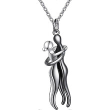 (Black and Silver) Hug Couple Necklace S925 Sterling Silver Hugging Necklace Beloved Jewelry For Him And Her,lover Valentines Day Gift(FPL16)