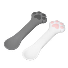 Durable Silicone Cat Can Opener Spoon Set – Grey & White, Ergonomic & Dishwasher Safe