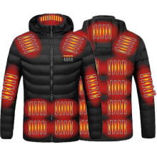 (Large, Black) Heated Jacket For Men And Women Heated Coat Hooded Heating Warm Jackets Windproof Usb Charging Electric Body Warmer(EPA02)