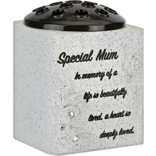 Special Mum Grave Flower Pot Memorial Holder with Roses & Diamantes