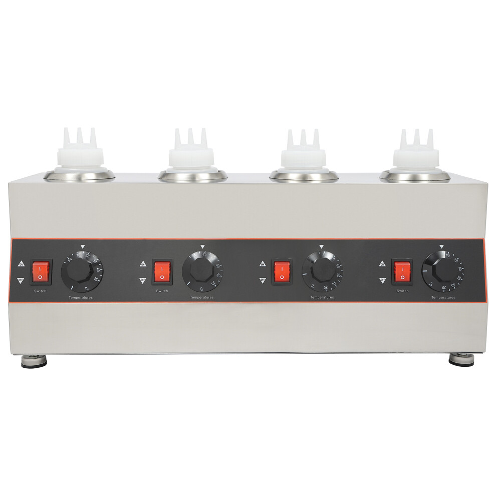 Electric Sauce Warmer Dispenser,Heat Preservation Machine W/ 4-Hole