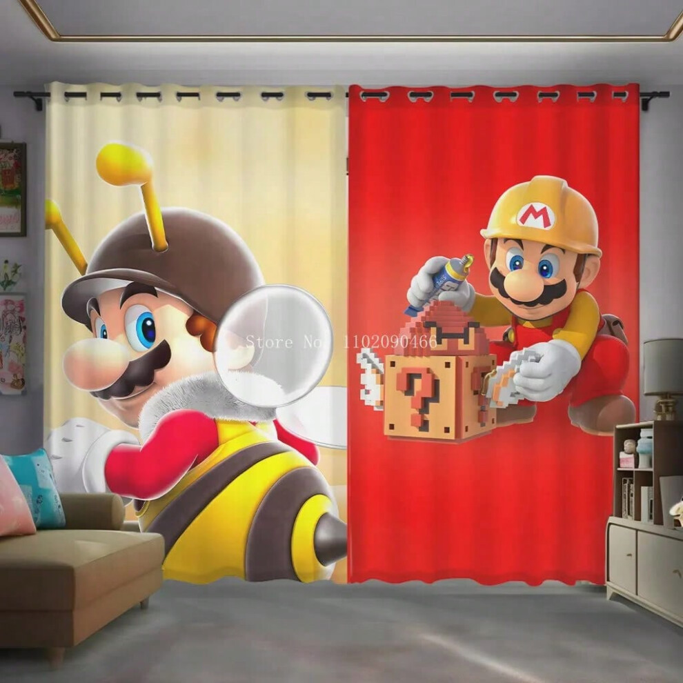 (05, W160XH160cm Folio) Cartoon Super Mario Printed Blackout Curtain Window Shade Living Room Bedroom Home Textiles Decor For Children Kids Teens Gift-image-OPC-PJGRNFQ-NEW