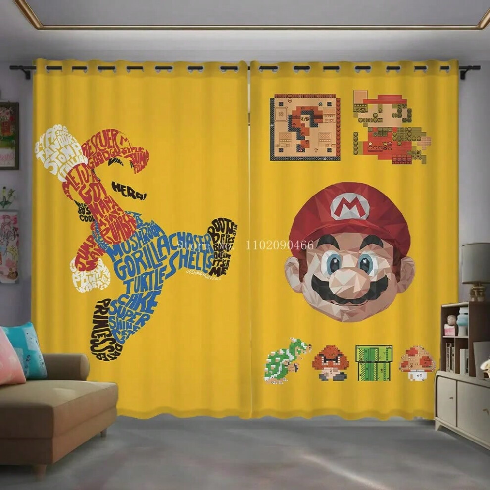 (17, W280XH190cm Folio) Cartoon Super Mario Printed Blackout Curtain Window Shade Living Room Bedroom Home Textiles Decor For Children Kids Teens Gift-image-OPC-PJGRNJW-NEW