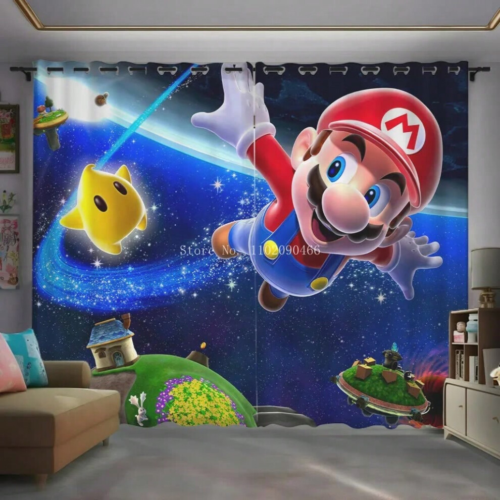 (16, W160XH183cm Folio) Cartoon Super Mario Printed Blackout Curtain Window Shade Living Room Bedroom Home Textiles Decor For Children Kids Teens Gift-image-OPC-PJGRNPS-NEW