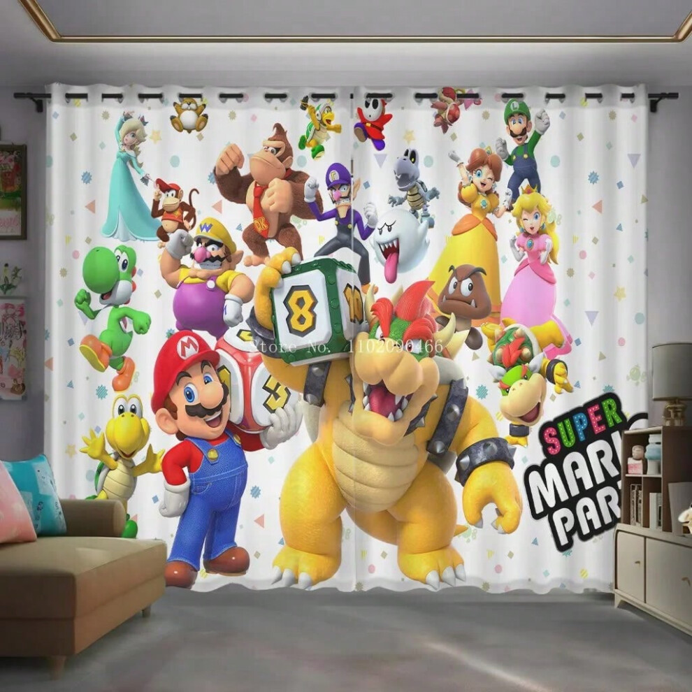 (03, W140XH140cm Folio) Cartoon Super Mario Printed Blackout Curtain Window Shade Living Room Bedroom Home Textiles Decor For Children Kids Teens Gift-image-OPC-PJGRNQM-NEW