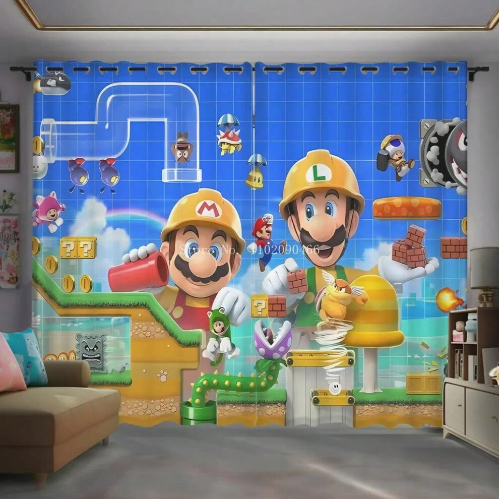 (10, W150XH166cm Folio) Cartoon Super Mario Printed Blackout Curtain Window Shade Living Room Bedroom Home Textiles Decor For Children Kids Teens Gift-image-OPC-PJGRNQN-NEW