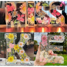 (A) Pressed Flower Resin Letters With Led Light ,floral Resin Night Light 26 Letter Selection(EPB17)