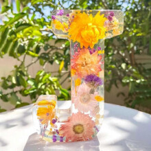 (J) Pressed Flower Resin Letters With Led Light ,floral Resin Night Light 26 Letter Selection(EPB17)
