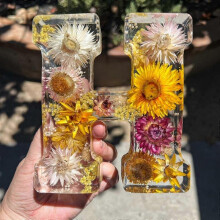 (H) Pressed Flower Resin Letters With Led Light ,floral Resin Night Light 26 Letter Selection(EPB17)