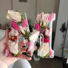(M) Pressed Flower Resin Letters With Led Light ,floral Resin Night Light 26 Letter Selection(EPB17)