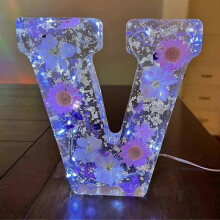 (V) Pressed Flower Resin Letters With Led Light ,floral Resin Night Light 26 Letter Selection(EPB17)