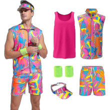 (Medium) 80s Ken Workout Costume Halloween Cosplay Couples Outfits 80s 90s Workout Costume Outfit Set For Adult Men(75%off)_JKI10