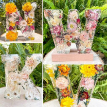 (Y) Pressed Flower Resin Letters With Led Light ,floral Resin Night Light 26 Letter Selection(EPB17)