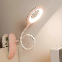 (Pink) Led Clip-on Reading Lamp Dimmable Eye Protection Table Lamp Q
