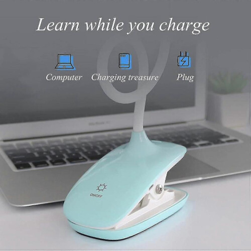 (Blue) Led Clip-on Reading Lamp Dimmable Eye Protection Table Lamp Q 1