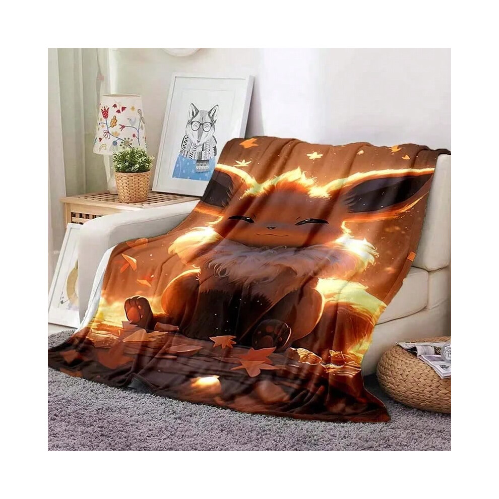 (Style F, 150X220CM) Cartoon Warm Soft PokÃ©mon Eevee  Blanket Fluffy Sofa Plaid Plush Bedspread Winter Four Season Throw Blanket for Sofa Bed-image-OPC-PJGS9KX-NEW