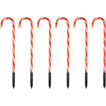 Red & White Light Up Candy Cane Christmas Decorations Set of 6