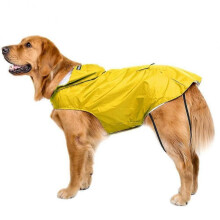 (4XL, Yellow) Dog Raincoat With Elastic Straps Big Dog Waterproof Raincoat With Hood(FPK11)