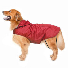 (5XL, Red) Dog Raincoat With Elastic Straps Big Dog Waterproof Raincoat With Hood(FPK11)