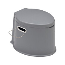 (Grey) Multifunctional Mobile Toilet PP Board And Barrel Connected Bearing 100KG 5L