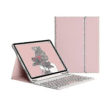 (Pink) Case With Keyboard For Ipad 9th 8th 7th 10.2 Inch 2021 2020 2019