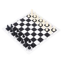 Internationales Schachset Schwarz/Weiß 35x35 cm