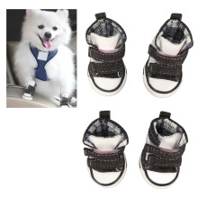 2# 4er Pack Canvas-Welpen-Schuhe für kleine Hunde Ganzjahres-Schuhe