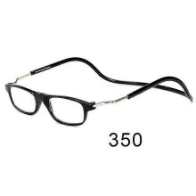 (glasses power 350, Black) Flexible Magnetic Reading Glasses Hanging Neck Foldable Adjustable Clear Reading Glasses